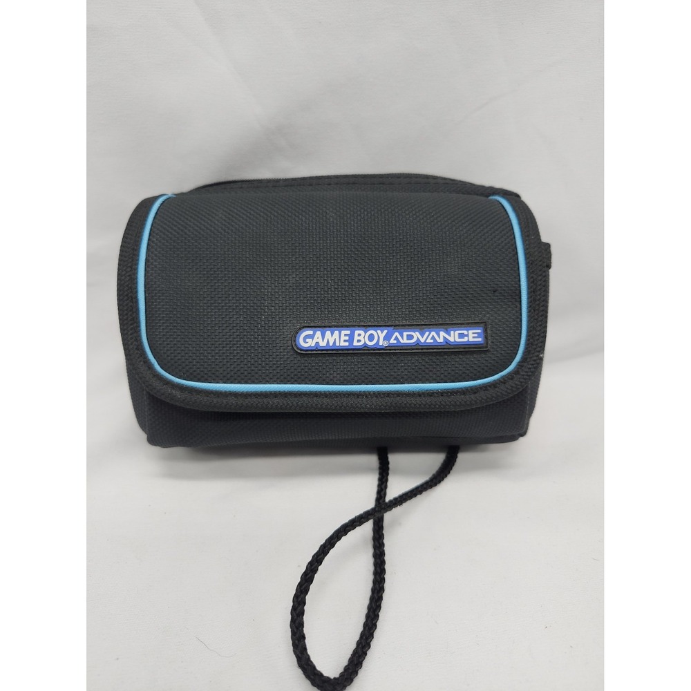 Nintendo Gameboy Advance GBA Carrying Case Black W/ Blue Trim Bag Pouch